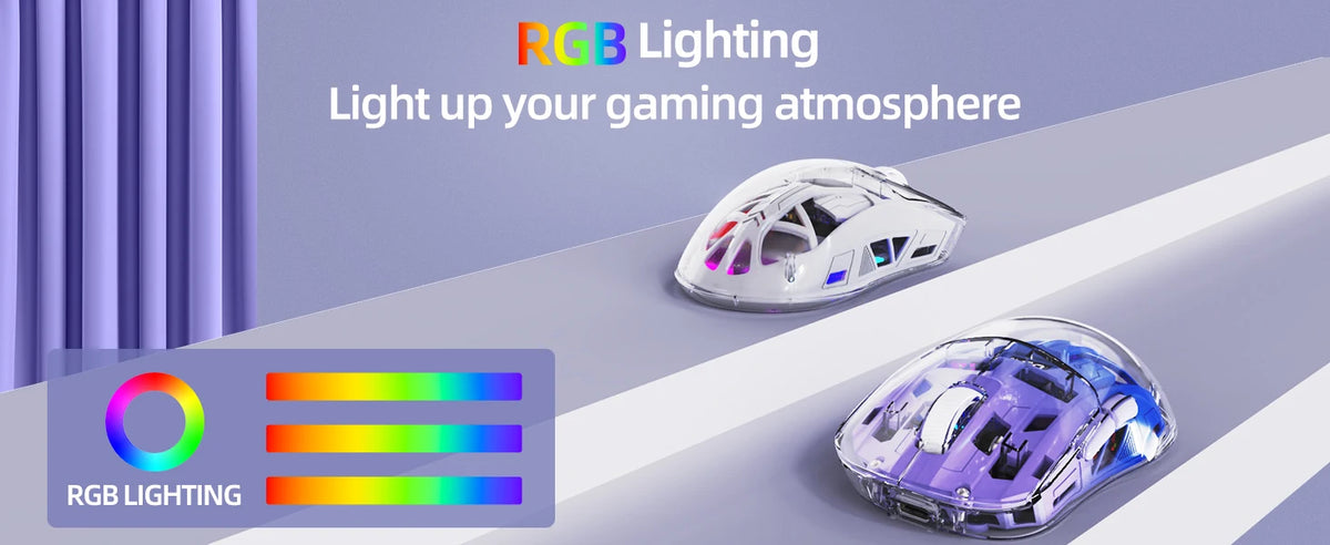 Wireless Gaming Mouse, BT 5.0/2.4G PC Rechargeable RGB Mice with Digital Screen,PixArt 3212, 5 Adjustable DPI