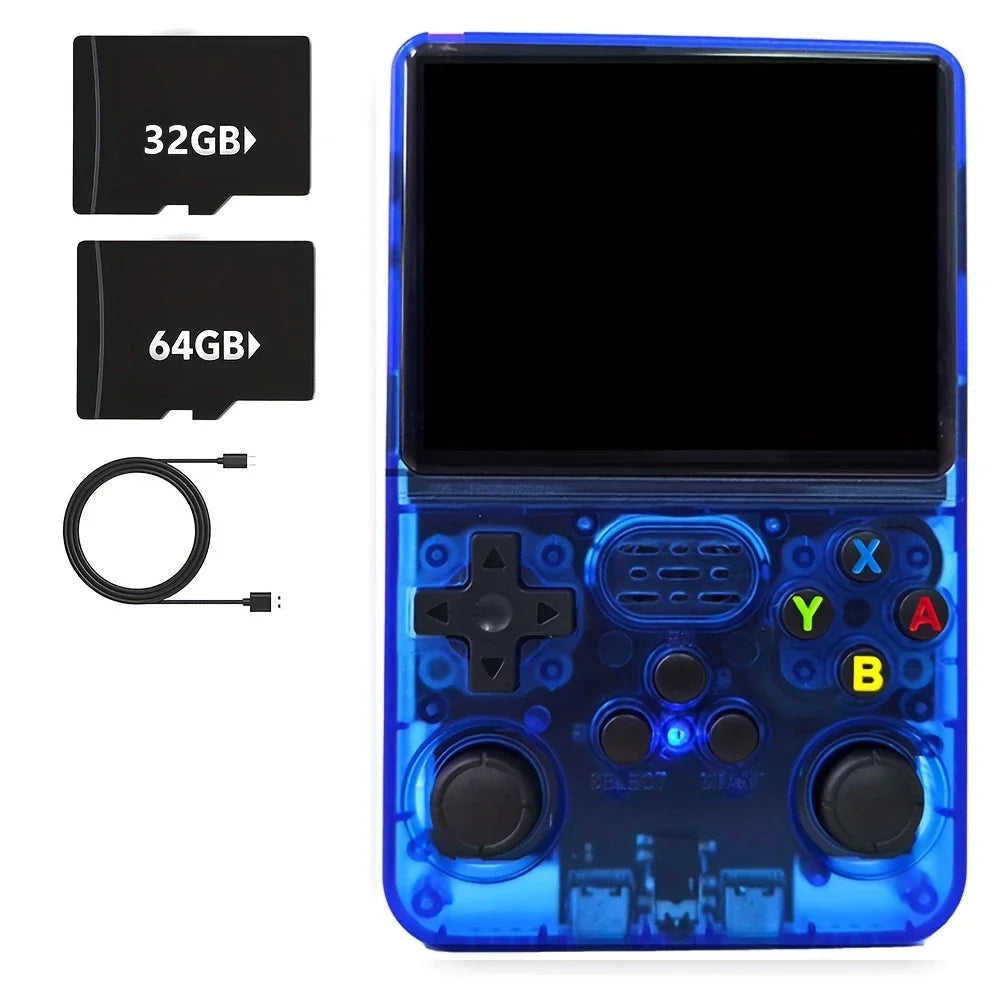 R36S Retro Video Handheld Device, Linux System, 3.5-inch IPS Screen, Built in 3000mAH Battery, Rechargeable Portable, 32G+64G TF