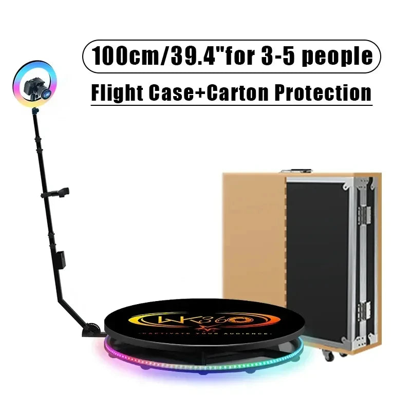 MWE 360 Photo Booth Machine for Parties with Extra Battery Logo Customization Software APP Remote Automatic 360 Spin Camera