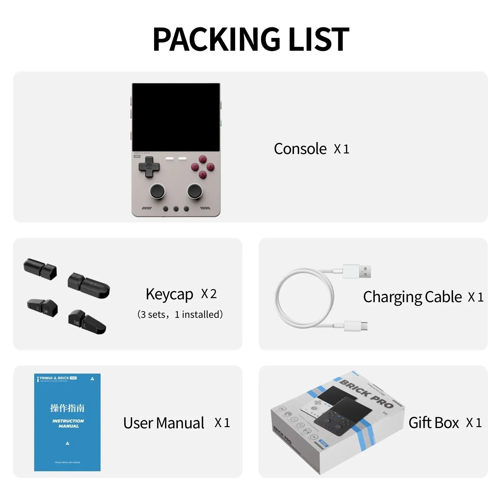 TRIMUI BRICK PRO Handheld Game Console 3.95'' IPS Screen RGB Top Light Dual Hall Joysticks  A133P Linux 4.9 System 5000mAhGifts