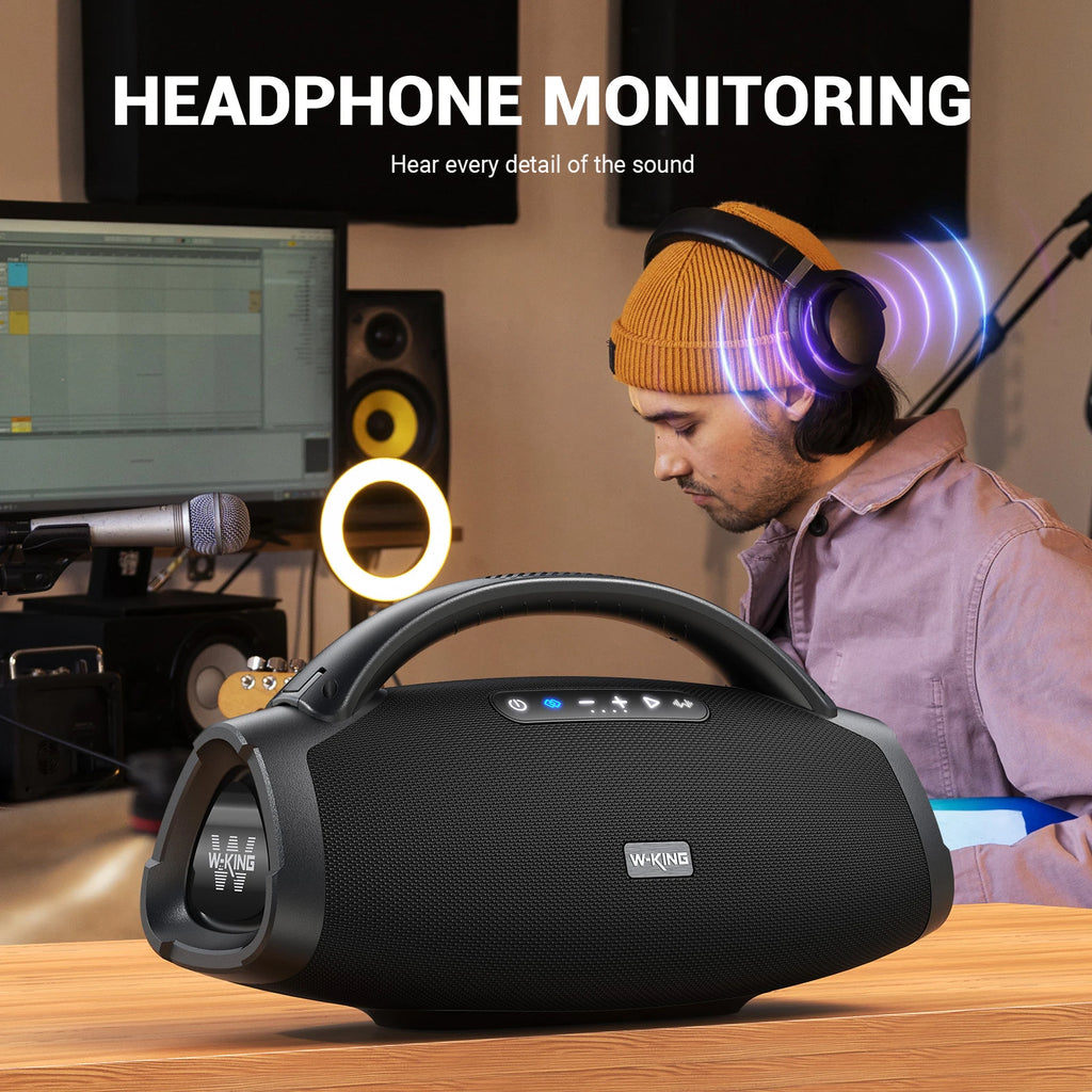 W-KING 330W Peak Wireless Boom Box Large Bluetooth Speaker 7.5" Subwoofer/IPX7 Waterproof Party Massive Bass for Outdoors