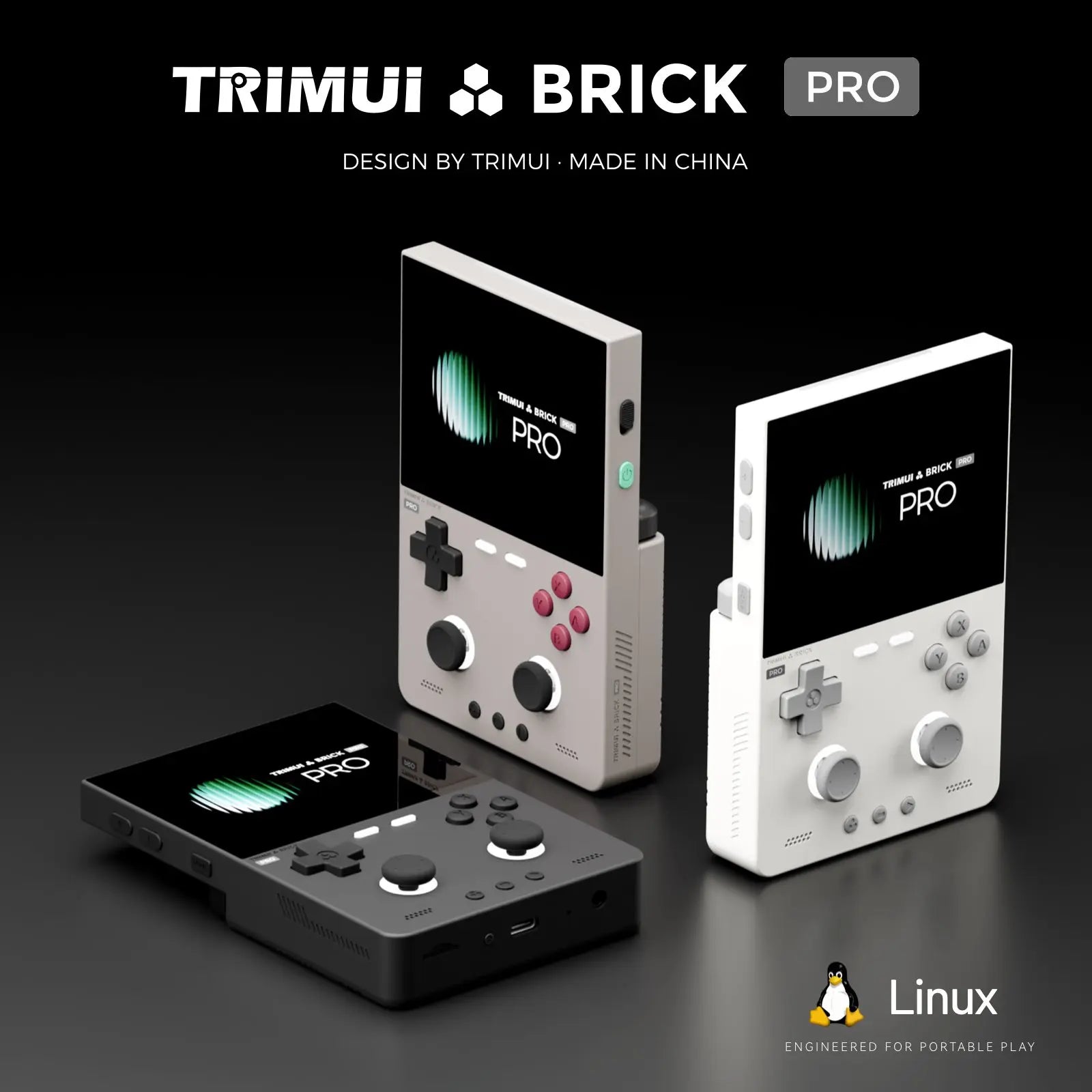 TRIMUI BRICK PRO Handheld Game Console 3.95'' IPS Screen RGB Top Light Dual Hall Joysticks  A133P Linux 4.9 System 5000mAhGifts