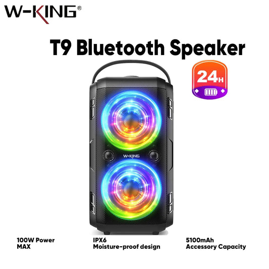 W-KING 180W Peak Party Large Bluetooth Speaker Bigest Boom Box Portable Wireless Removable Battery With Subwoofer USB Playback