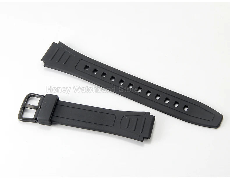 For Casio W-800H F-91W/84/94 Eco Friendly Recycled Resin Watch Strap Black 18mm Convex Fastener Hypoallergenic Quick Release