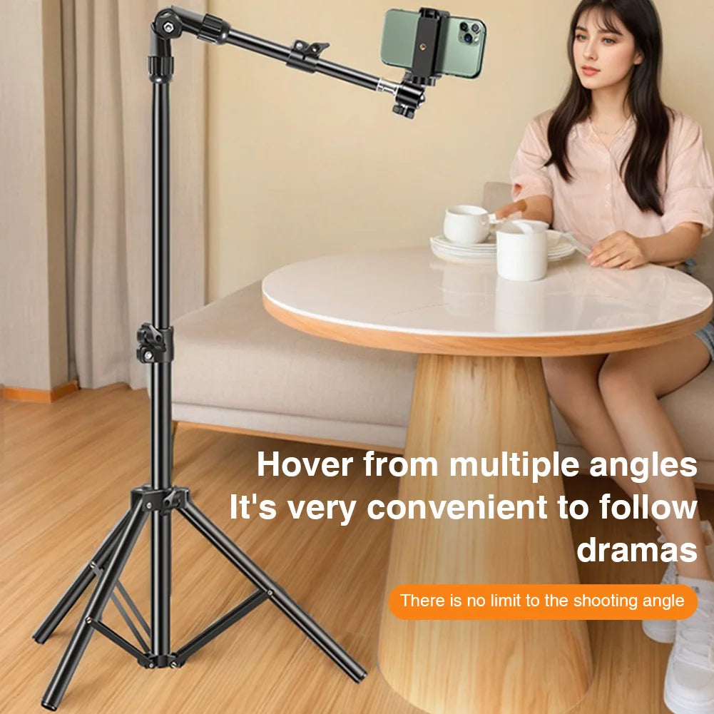 Horizontal Overhead Tripod Adjustable Cell Phone Tripod Stand for Recording/Watching/Vlog