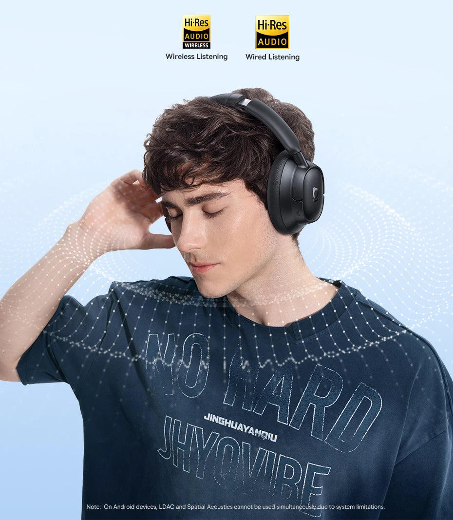 Baseus BH1/EH10 NC ANC Wireless Headphones 45dB Adaptive Hybrid Noise Cancelling Headsets Hi-Res LDAC Headphone Bluetooth 6.0