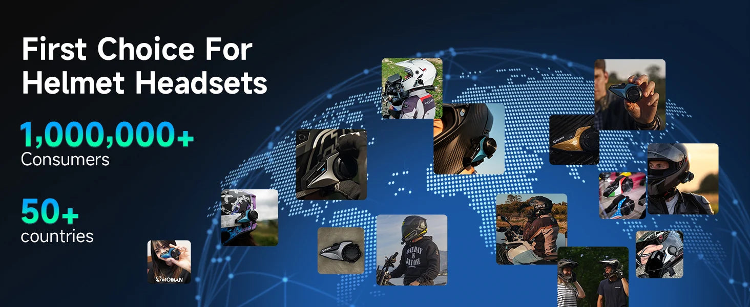 Moman Motorcycle Helmet Bluetooth Intercom Helmet Headset CP-S 8 Riders 2000M Group Helmet Communication System Motorbike