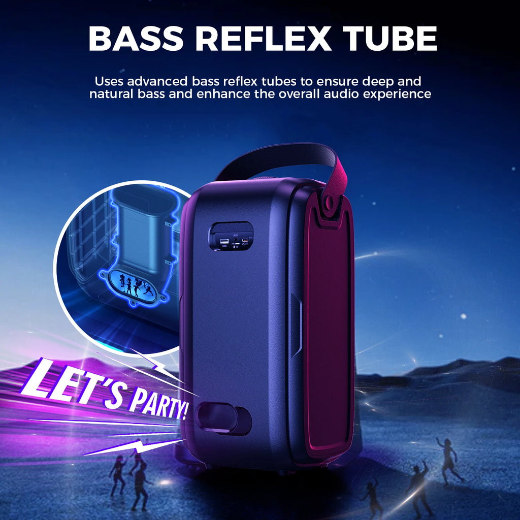 W-KING 180W Peak Party Large Bluetooth Speaker Bigest Boom Box Portable Wireless Removable Battery With Subwoofer USB Playback