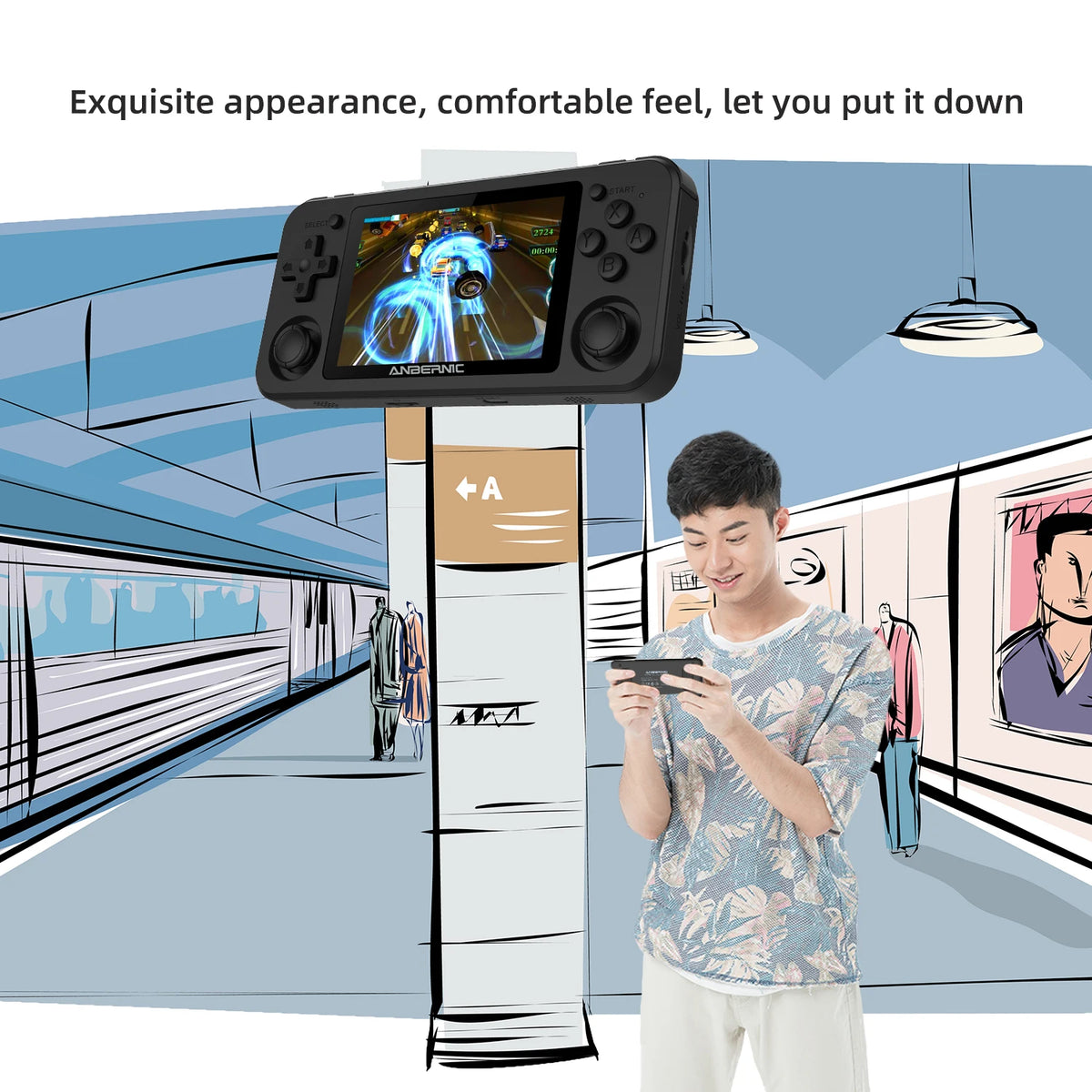ANBERNIC RG351P Handheld Retro Game Console 3.5 Inch IPS Screen 64G TF Card 2500 Classic Games 3500 mAh Double 3D Rocker Gift