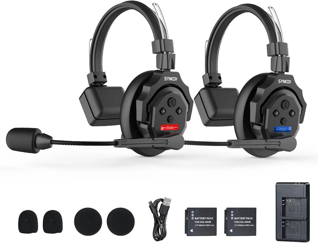 SYNCO XTALK X2 X5 2.4G Wireless Intercom Headset System 2-Person 350M 1148FT 24H Working Time Noise Reduction for Video Shooting