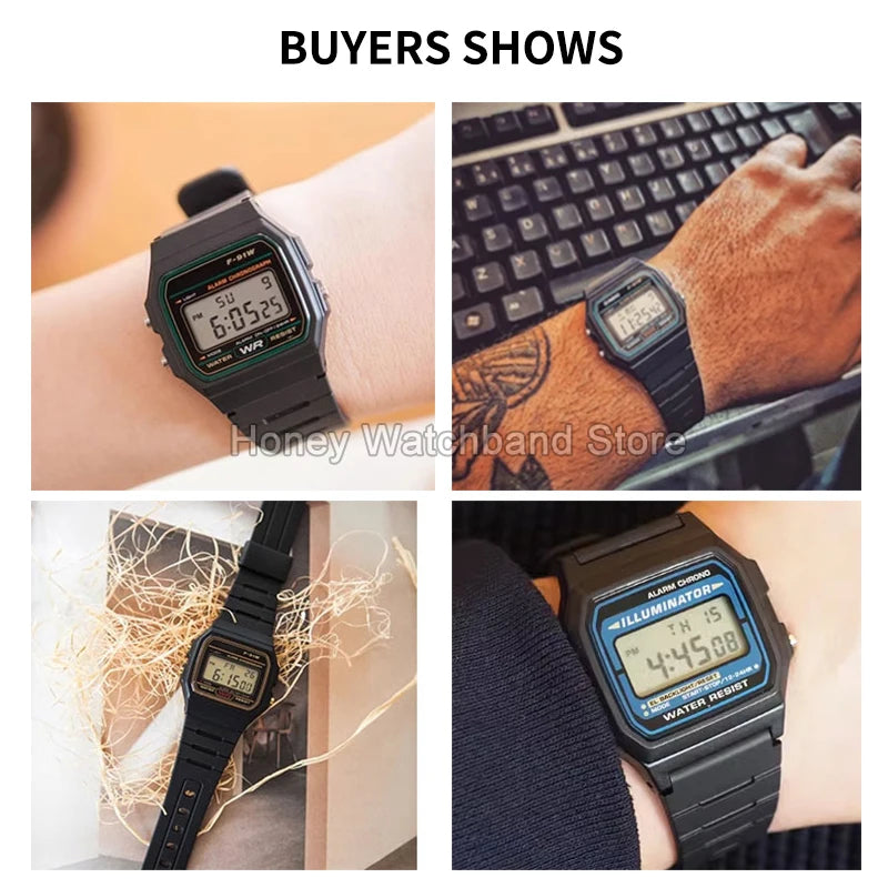 For Casio W-800H F-91W/84/94 Eco Friendly Recycled Resin Watch Strap Black 18mm Convex Fastener Hypoallergenic Quick Release