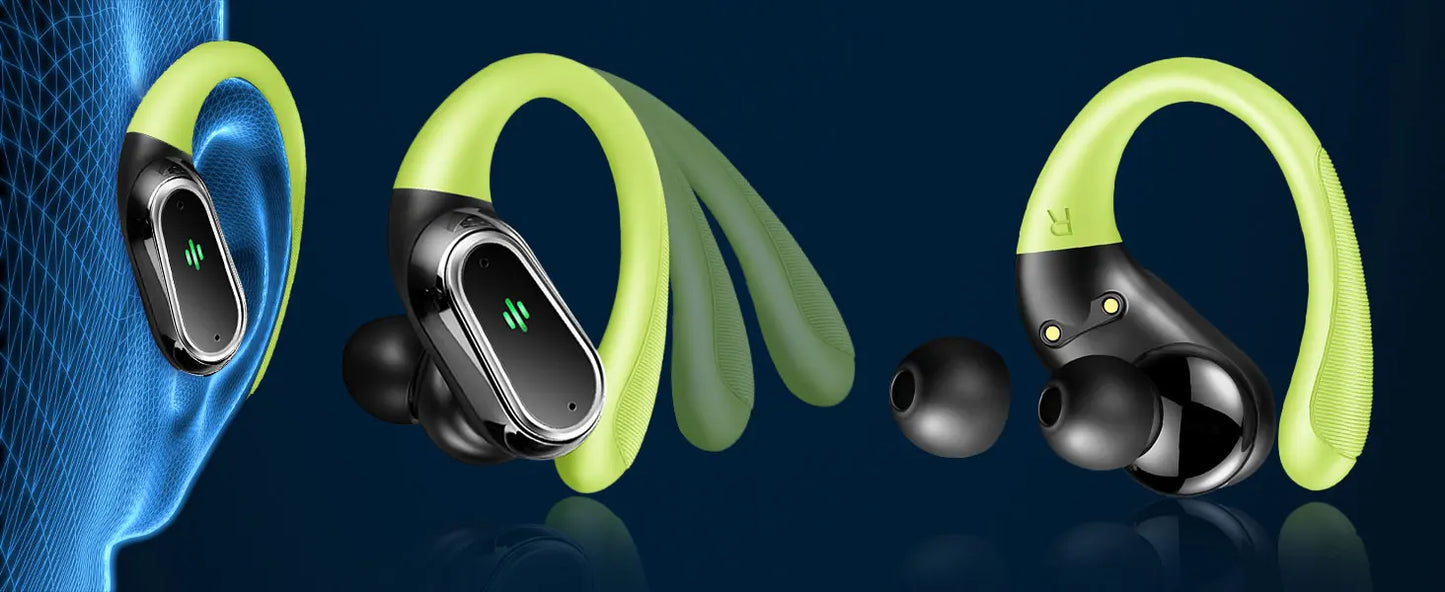Auriculares Inalámbricos, Auriculares Bluetooth 5.3 Deportivos con Cancelación de Ruido ENC y Micrófono, 50 Horas de Reproducción, Pantalla LED.