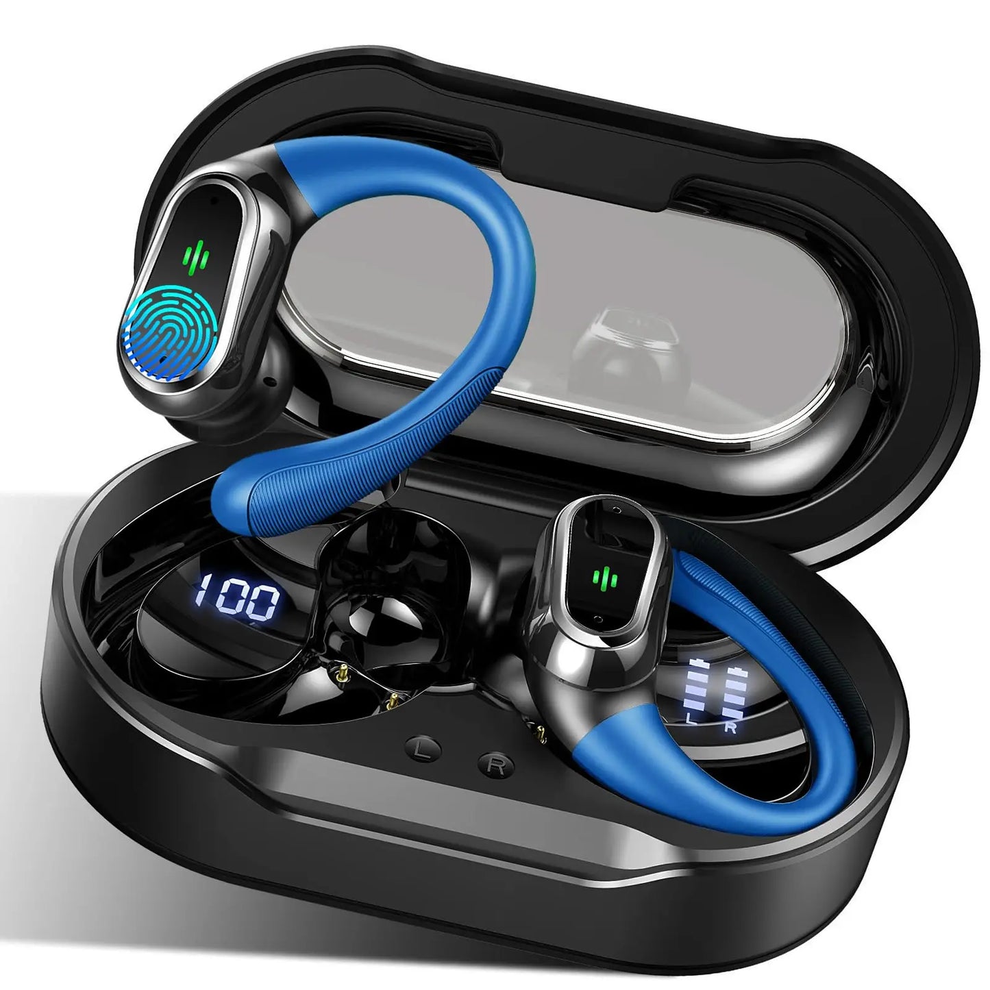 Wireless Earbuds, Bluetooth 5.3 Headphones Sports Headphones In Ear with ENC Noise Cancelling Mic, 50H Playback , LED Display.