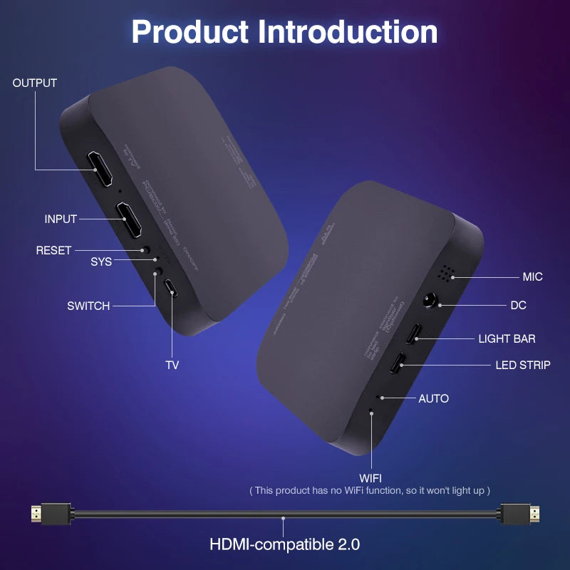 Sync Box Light Strip For 4K HDMI-Compatible 2.0 Device Sync Box Light Kit