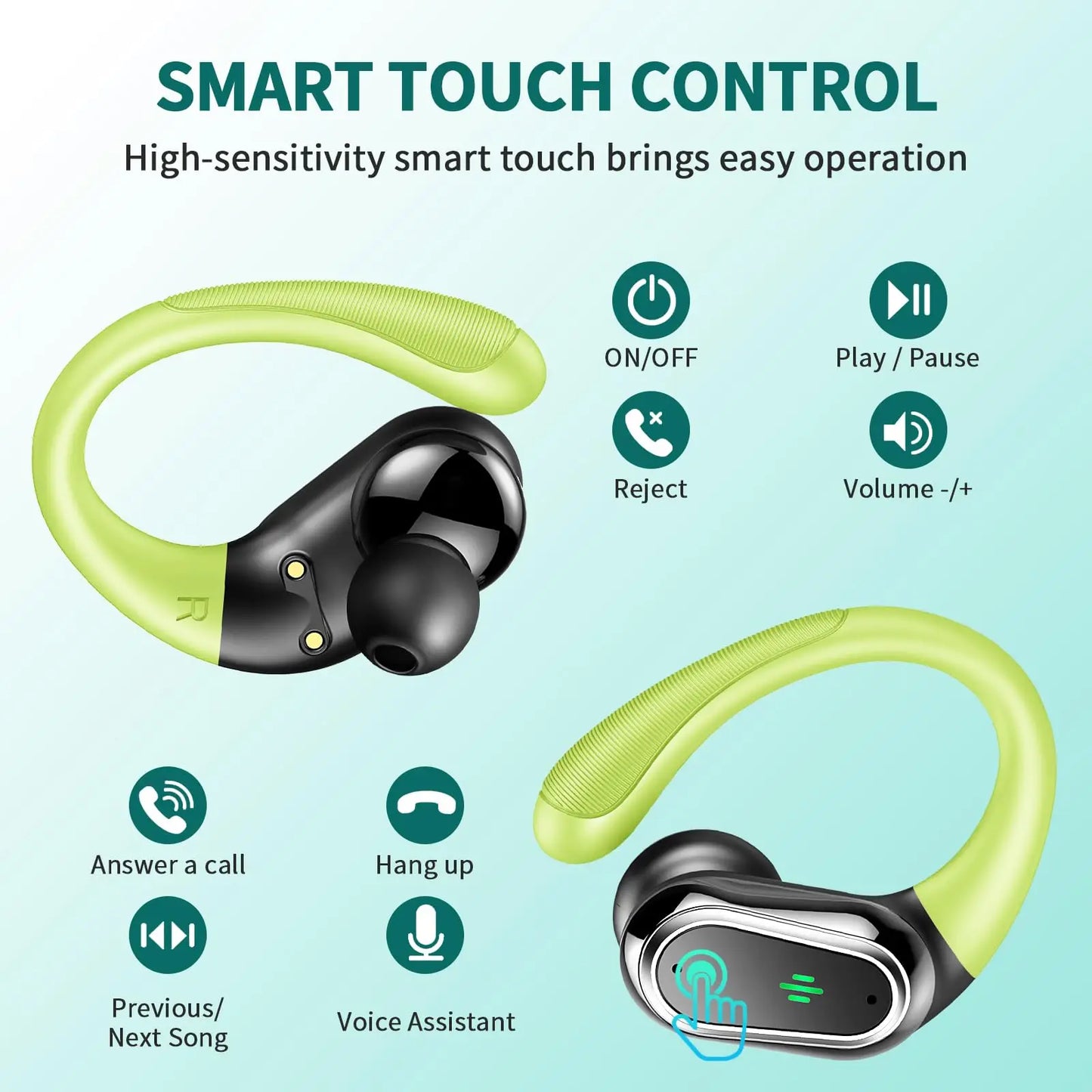 Wireless Earbuds, Bluetooth 5.3 Headphones Sports Headphones In Ear with ENC Noise Cancelling Mic, 50H Playback , LED Display.