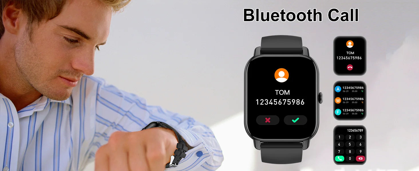 Jxrev Smart Watch, 1.85" Sports Watch for IP68 Waterproof, 110+ Sport Modes, Fitness Activity Tracker, Ultra Thin Watch.