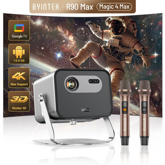 BYINTEK R90 Max Magic 4 Max Full HD 1080P Projector 4K Google TV 11.0  DLP 2200 ANSI Lumens 3D 4K Supported
