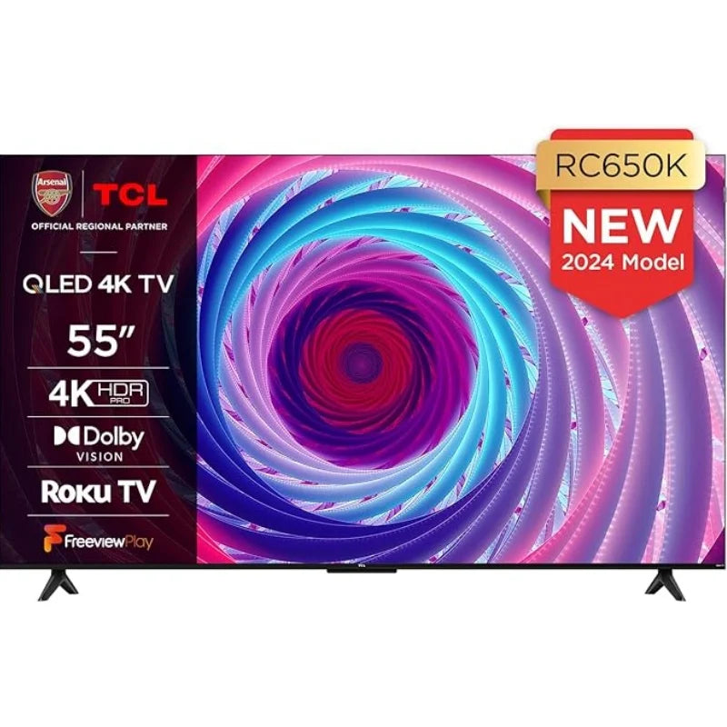TCL 55RC650K Televisor QLED Pro de 55 pulgadas, 4K Ultra HD, Roku TV (Smart TV con Dolby Vision y Audio, HDR 10+