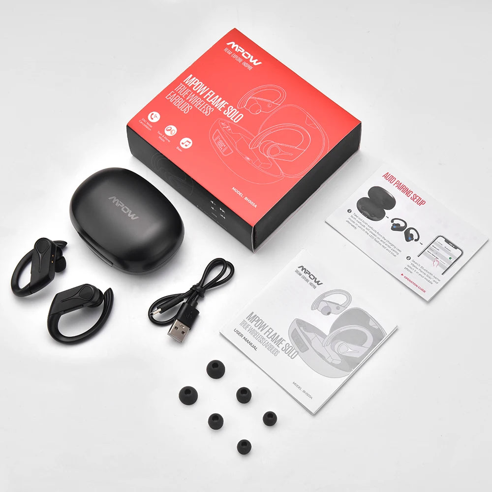 Mpow Flame Solo Wireless Earphones TWS Bluetooth 5.4 Earbuds with ENC Noise Cancellation Mic IPX7 Waterproof for Running Sport