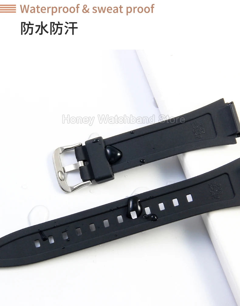For Casio W-800H F-91W/84/94 Eco Friendly Recycled Resin Watch Strap Black 18mm Convex Fastener Hypoallergenic Quick Release
