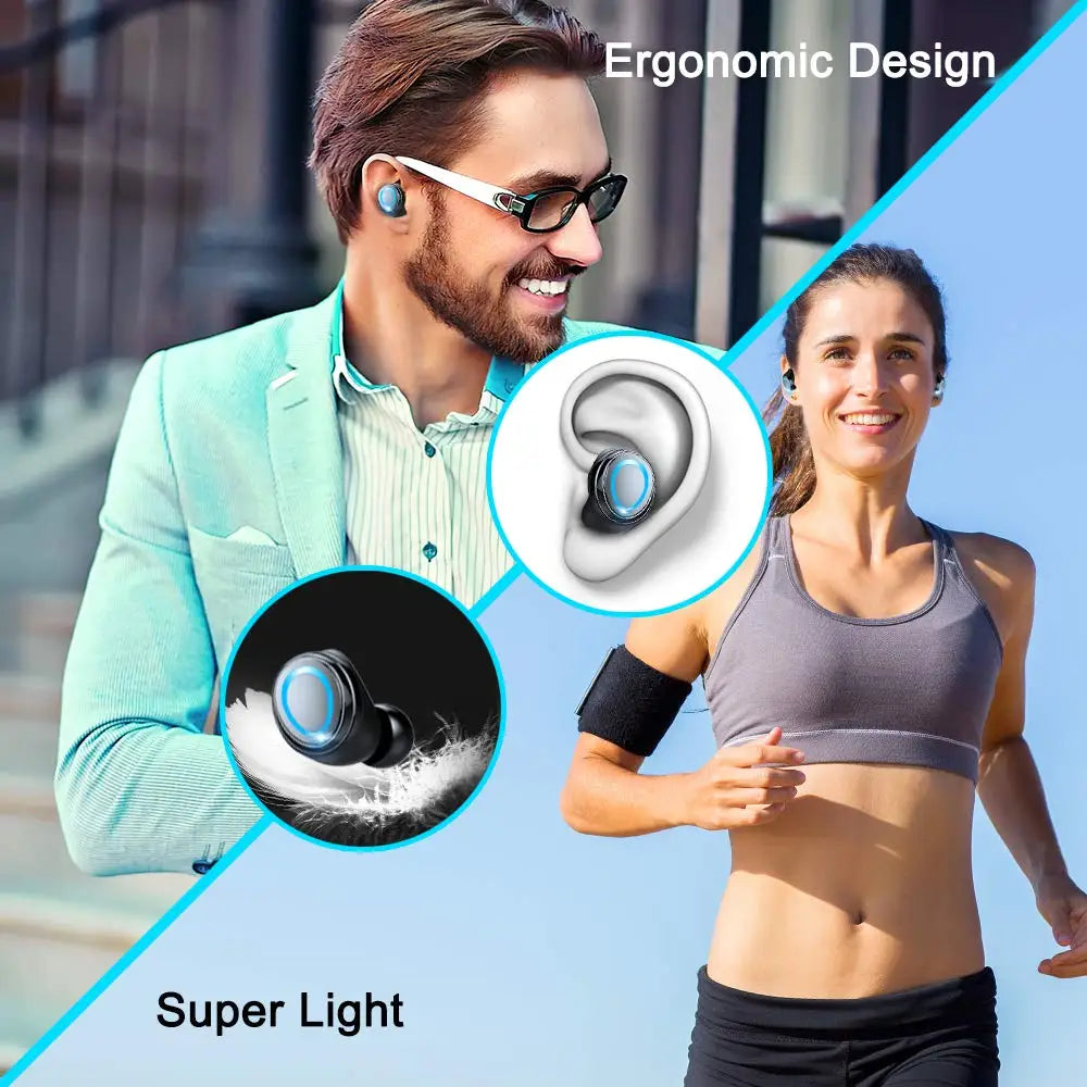 Auriculares inalámbricos Bluetooth 5.3, audífonos deportivos impermeables IPX7 con graves estéreo, micrófono con cancelación de ruido intrauditivo, 140 horas de reproducción.