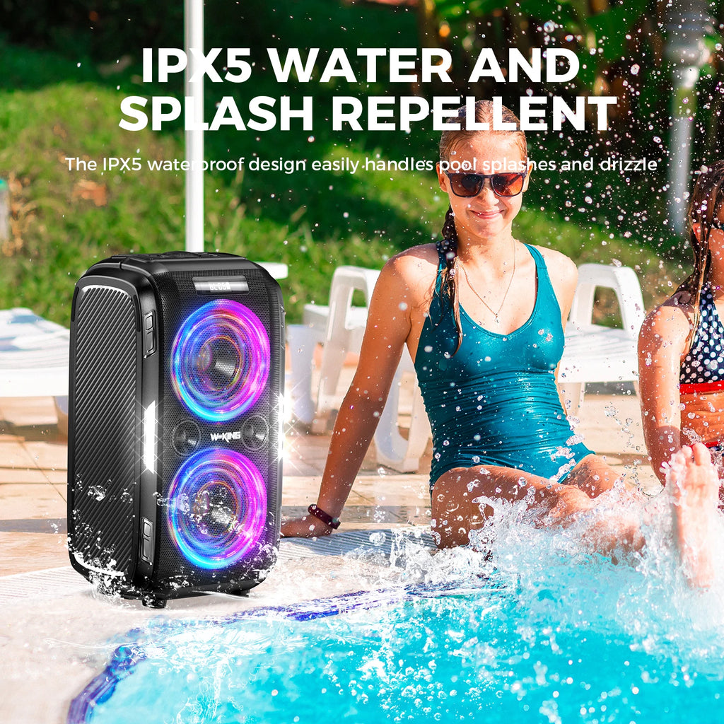 W-KING 250W MAX Party Wireless Bluetooth Speaker Portable Speaker 12 Custom Deep Bass Powerful Boom Box Design with USB Playback