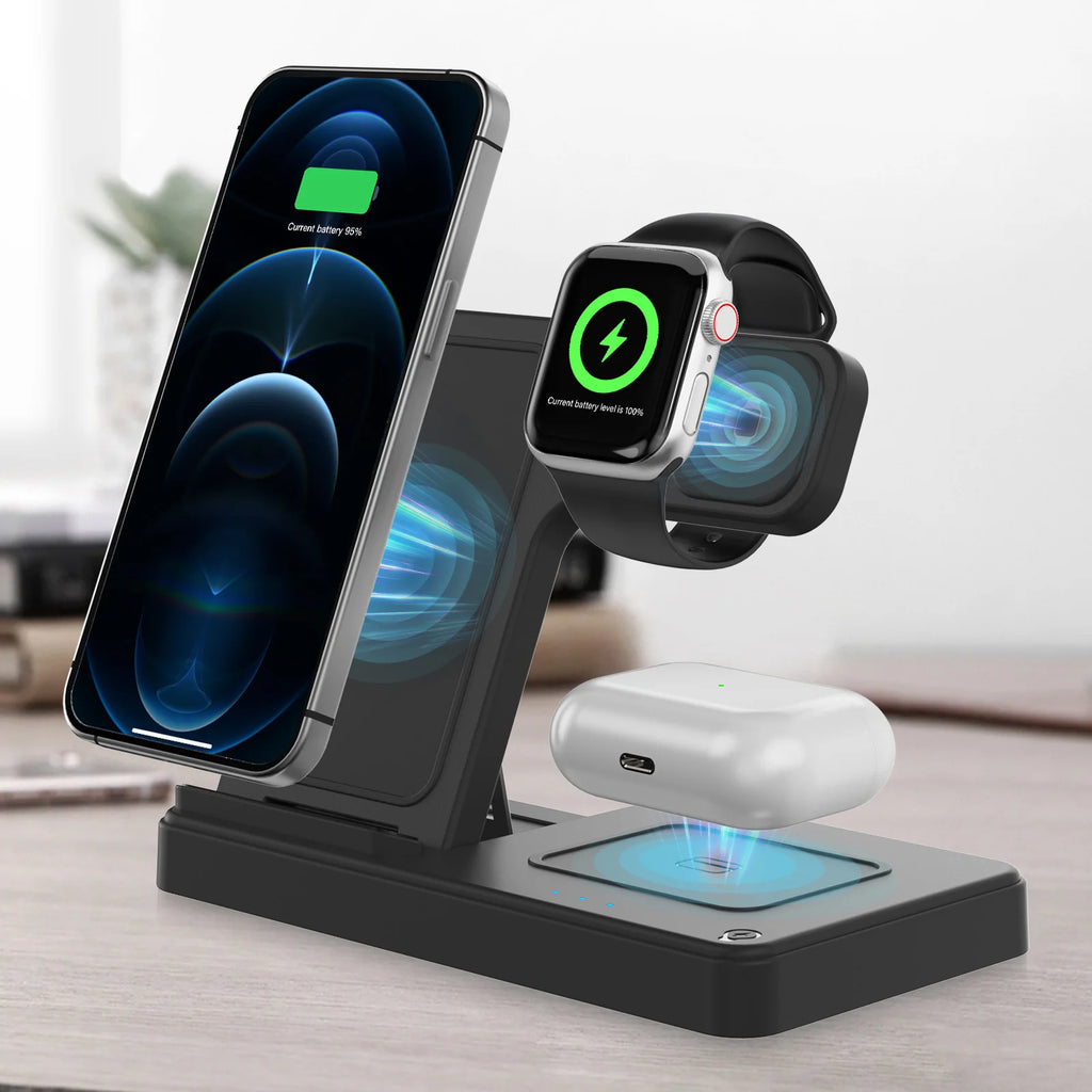 3 In 1 Wireless Charging Station Magnetic Fast Charging 18W Foldable For IPhone 16 15 14 13 12 Pro/Pro Max/Plus/Watch & Airpods