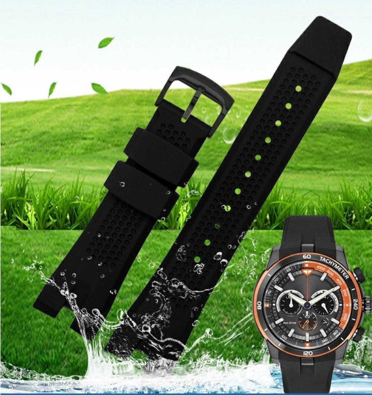 Silicone Strap For Citizen Eco-Drive CA4154 4155 AW1476 1475 1477 Bracelet 24mm Men Rubber Replacement Watch band Accessories