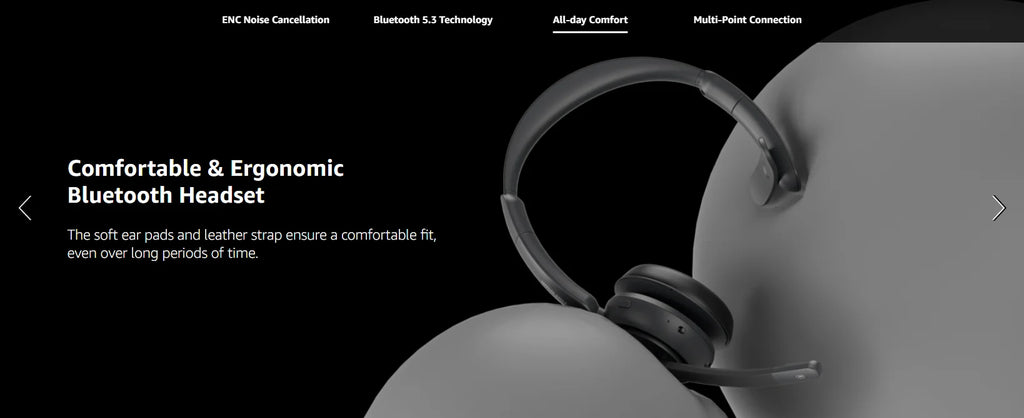 Nuroum HP31SN Wireless Headset with Noise Cancelling Microphone Bluetooth 5.3 for Work Office Call Center, Mute Button Multi-Point Over Ear Headphones for PC Laptop Computer Teams Zoom, Darkgrey Earphones