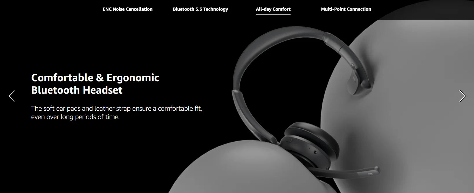 Nuroum HP31SN Wireless Headset with Noise Cancelling Microphone Bluetooth 5.3 for Work Office Call Center, Mute Button Multi-Point Over Ear Headphones for PC Laptop Computer Teams Zoom, Darkgrey Earphones
