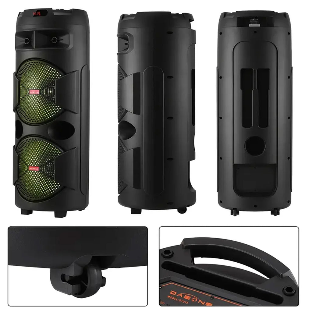 9000W Dual 12 inch Subwoofer Bluetooth Party Speaker With RGB Lights, FM Radio, USB/TF Playback, TWS Pairing, Long Playtime