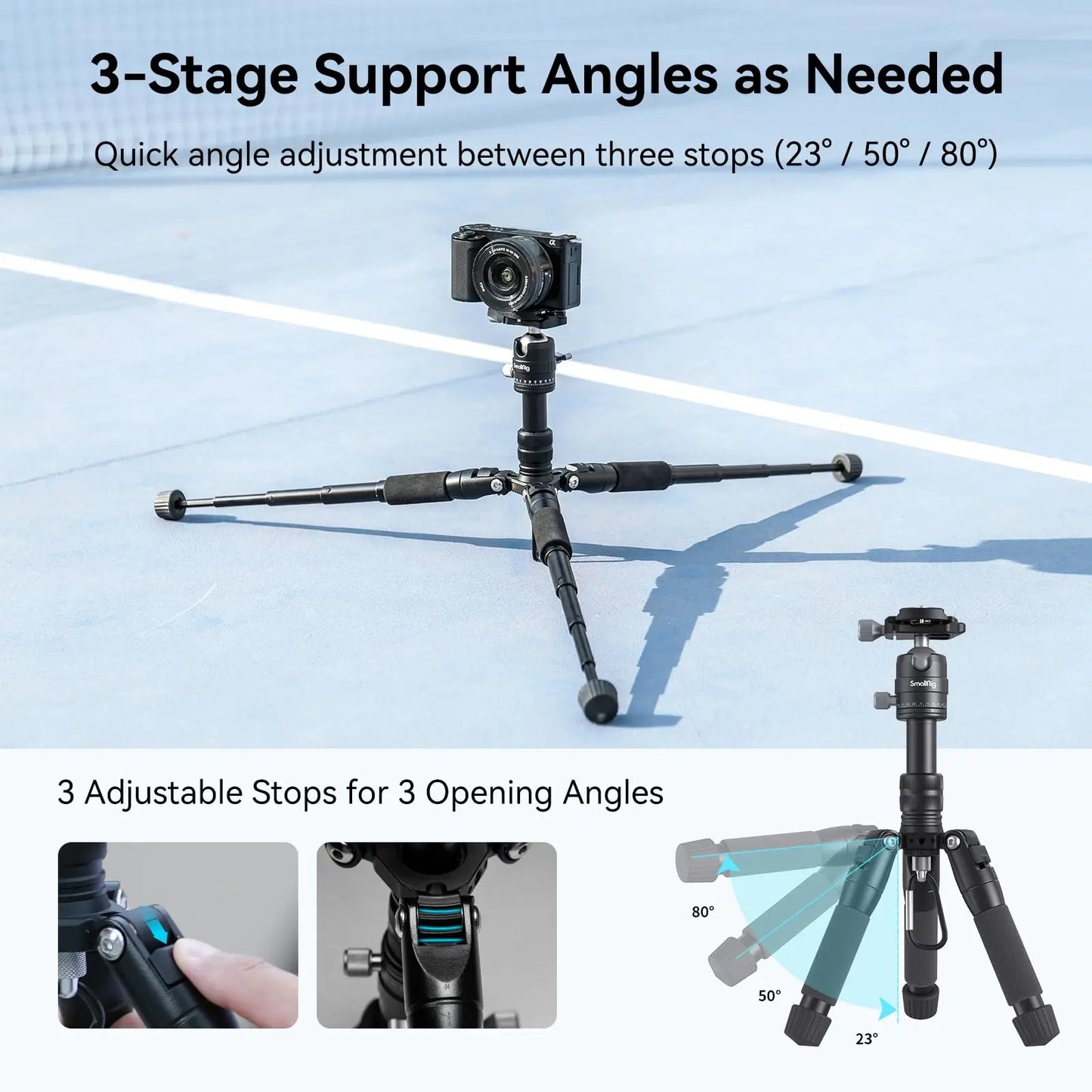 SmallRig Aluminum Mini Tripod VT-20 with 360° Ball Head for DSLR Camera Video Camcorder Load up to 13lb/6kg -4289