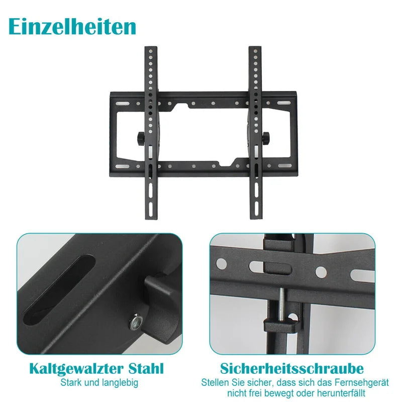 LED-LCD-TV-Wandhalterung, neigungsverstellbar, verstärkte TV-Halterung 32-65 Zoll, Full Motion Wandhalterung TV schwenkbar neigbar horizontal