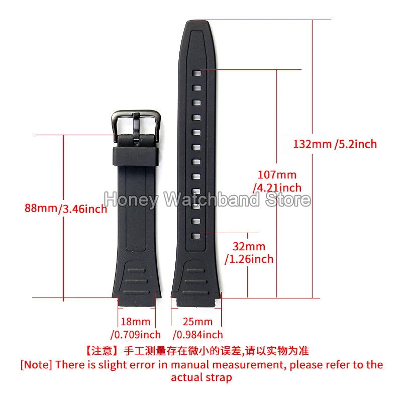 For Casio W-800H F-91W/84/94 Eco Friendly Recycled Resin Watch Strap Black 18mm Convex Fastener Hypoallergenic Quick Release
