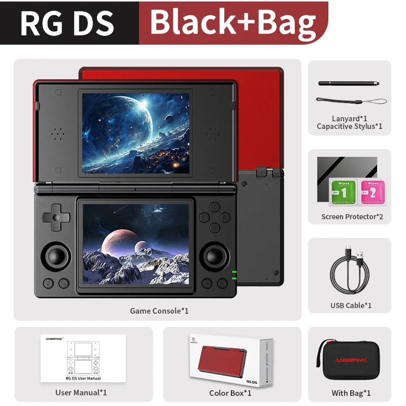 ANBERNIC RG DS Dual-screen Flip Handheld Game Console Video Games Player 4IPS Multi-touch Screen RK3568 Android14 PSP PS2 Game