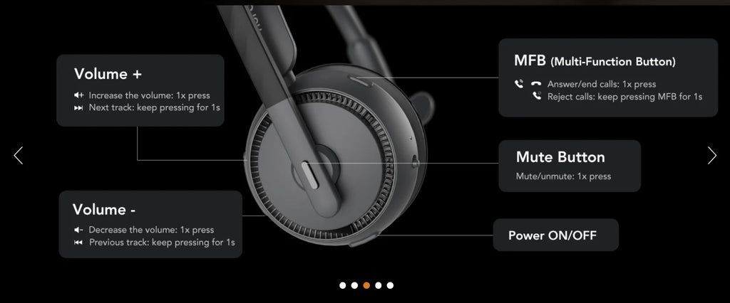 Nuroum HP31SN Wireless Headset with Noise Cancelling Microphone Bluetooth 5.3 for Work Office Call Center, Mute Button Multi-Point Over Ear Headphones for PC Laptop Computer Teams Zoom, Darkgrey Earphones