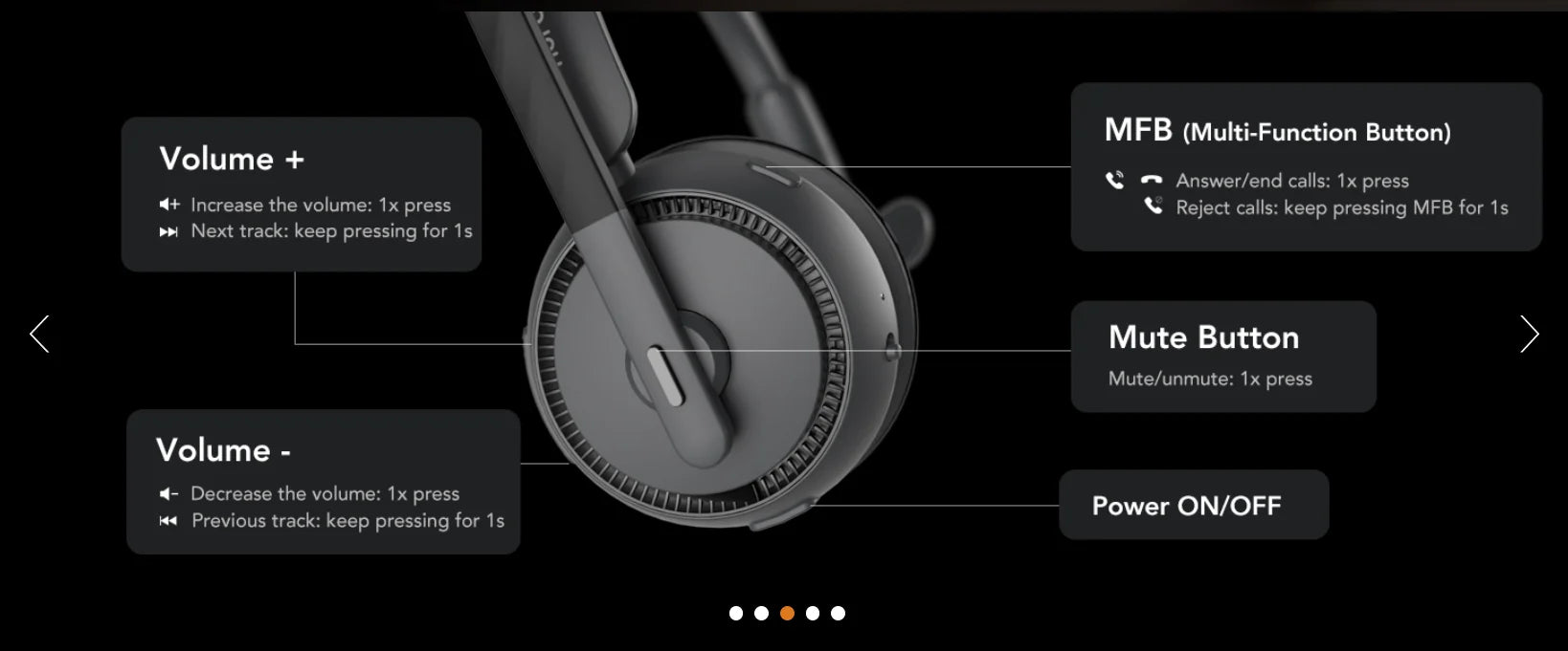 Nuroum HP31SN Wireless Headset with Noise Cancelling Microphone Bluetooth 5.3 for Work Office Call Center, Mute Button Multi-Point Over Ear Headphones for PC Laptop Computer Teams Zoom, Darkgrey Earphones