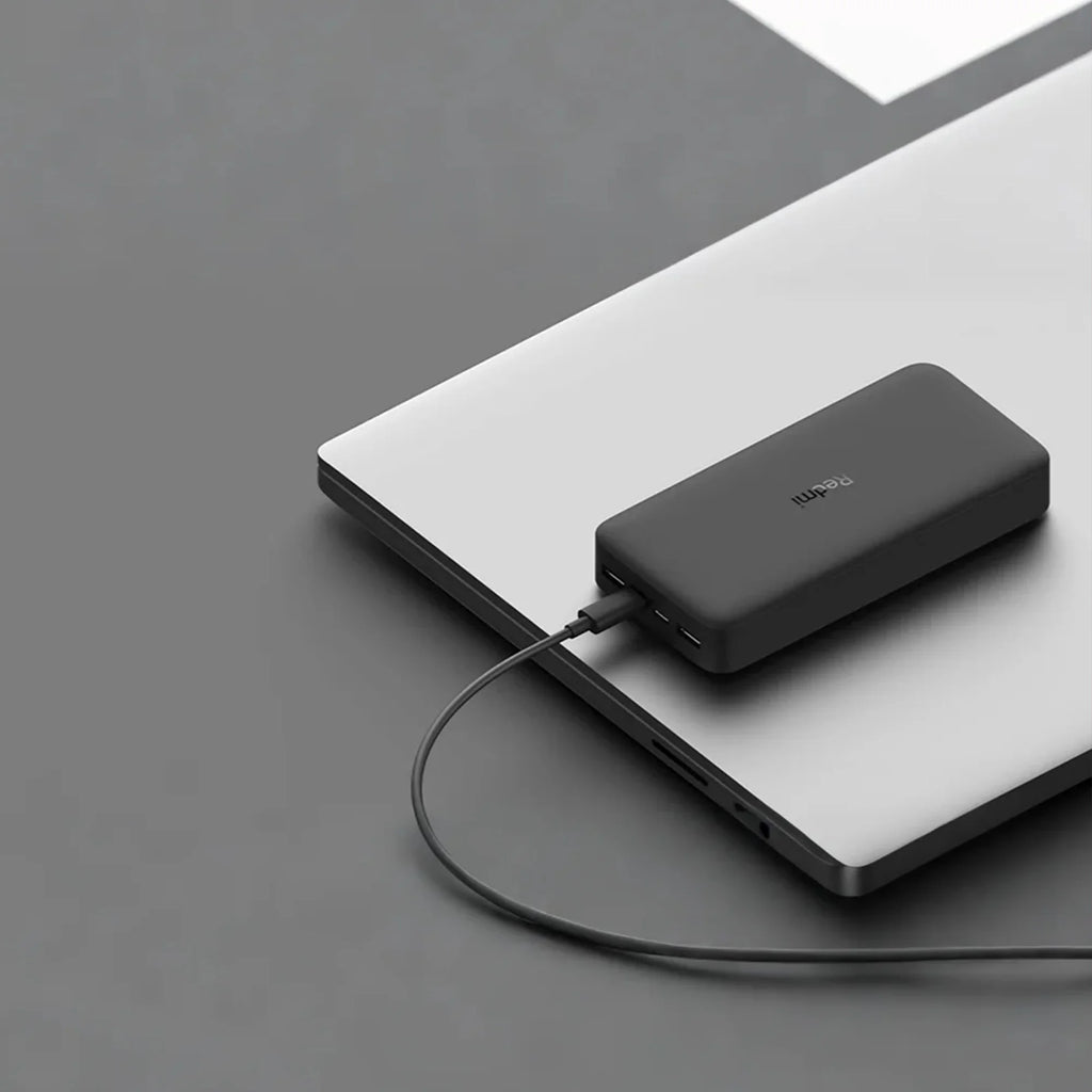 Xiaomi 20000mAh Redmi 18W Fast Charge Power Bank Black, High Capacity of 20000mAh, Two-way 18W Fast Charge, Low-current Charging