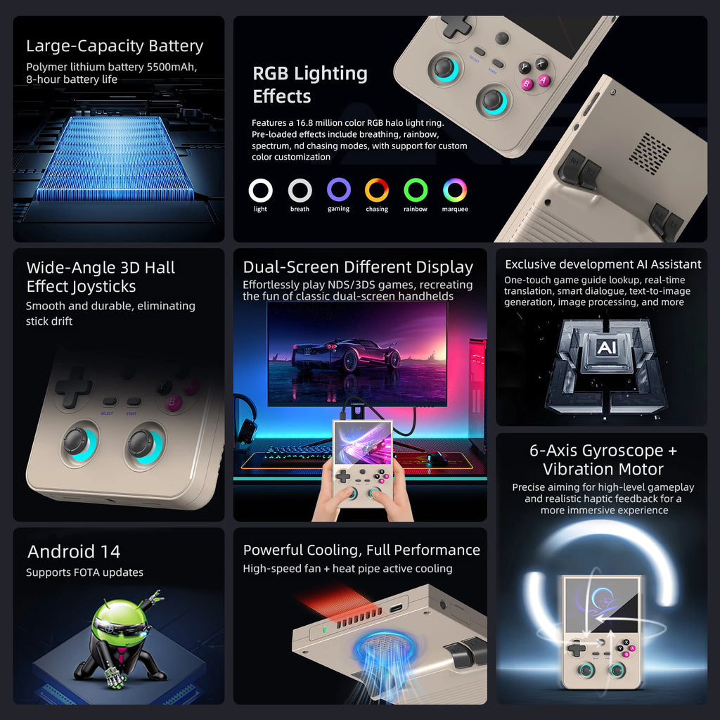 Anbernic RG 477V Retro Game Console Android 14 Dimensity 8300 Game Player 4.7' LTPS In-Cell Screen 5500mAh Wi-Fi 6E Hall Joystic