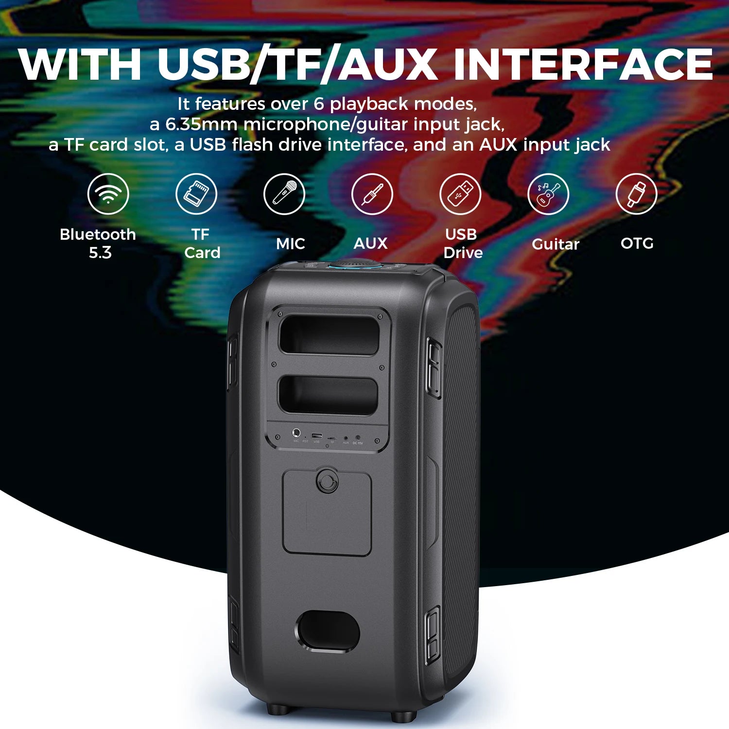 W-KING 250W MAX Party Wireless Bluetooth Speaker Portable Speaker 12 Custom Deep Bass Powerful Boom Box Design with USB Playback