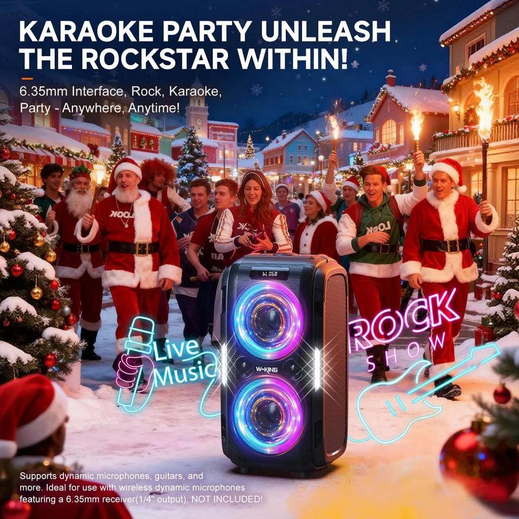 W-KING 250W MAX Party Wireless Bluetooth Speaker Portable Speaker 12 Custom Deep Bass Powerful Boom Box Design with USB Playback