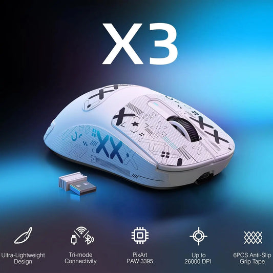 Wireless Gaming Mouse, 49g Tri-Mode,PAW3395 26K DPI Sensor, 200h Battery Life,5 Programmable Buttons