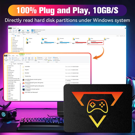 Retro Gaming SSD for Switch/PS5/Xbox/PS4/PS3/PS2/WIIU 80+Emulators Launchbox＆Retrobat＆Playnite 16191 Games Console for PC/Lapt