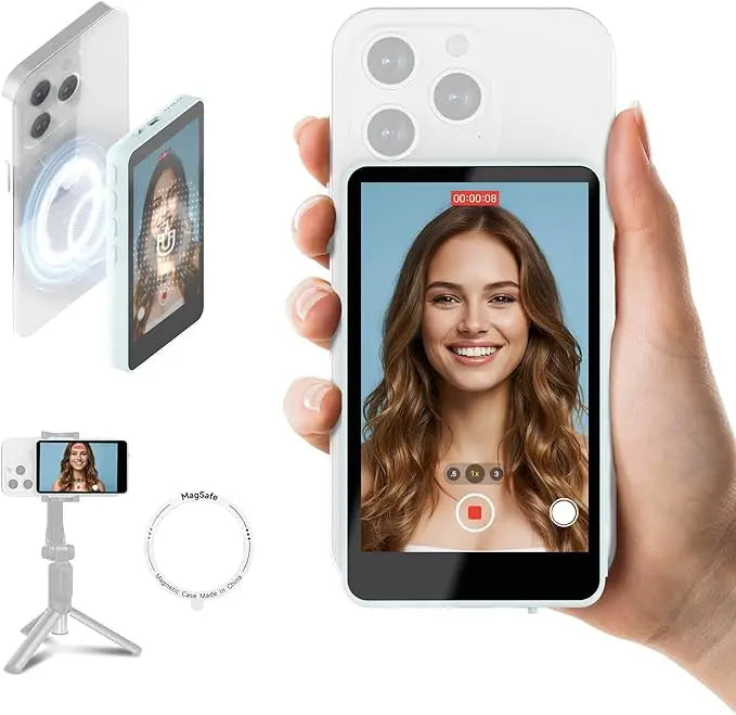 SYNCO XView Mobile Phone Selfie Monitor Magnetic Smartphone Vlog Screen for iPhone & Android Rear Camera Wireless 50m 3H Battery