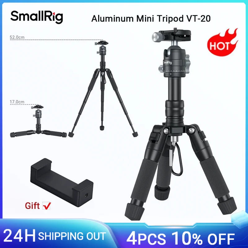 SmallRig Aluminum Mini Tripod VT-20 with 360° Ball Head for DSLR Camera Video Camcorder Load up to 13lb/6kg -4289