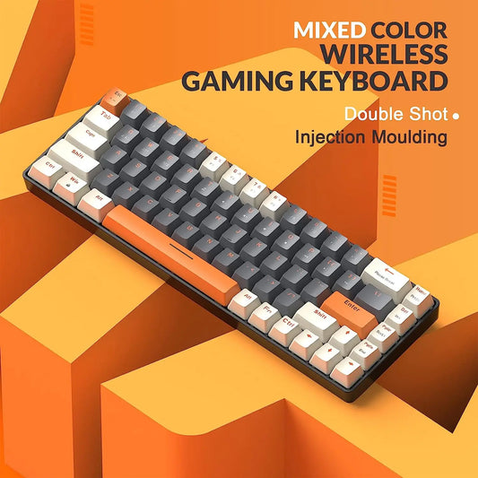 Wireless Mechanical Keyboard, Bluetooth 5.0/2.4GHz with Dual Mode 2-in-1 Receiver, 68-Key Hot-Swappable Gaming Keyboard