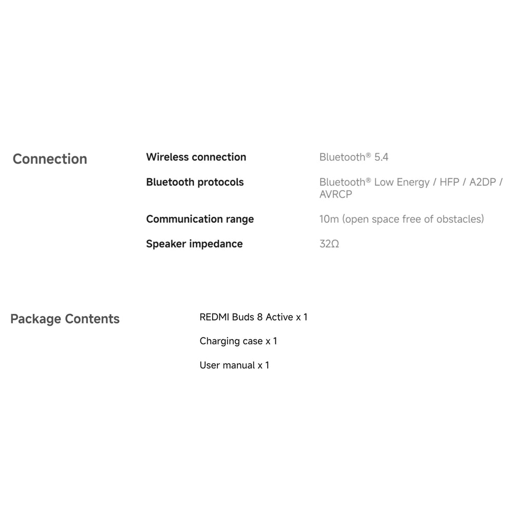 Xiaomi Redmi Buds 8 Active Global Version Dual-mic AI Noise Reduction 37 Hours Long Battery Life 6m/s Wind Noise Cancellation
