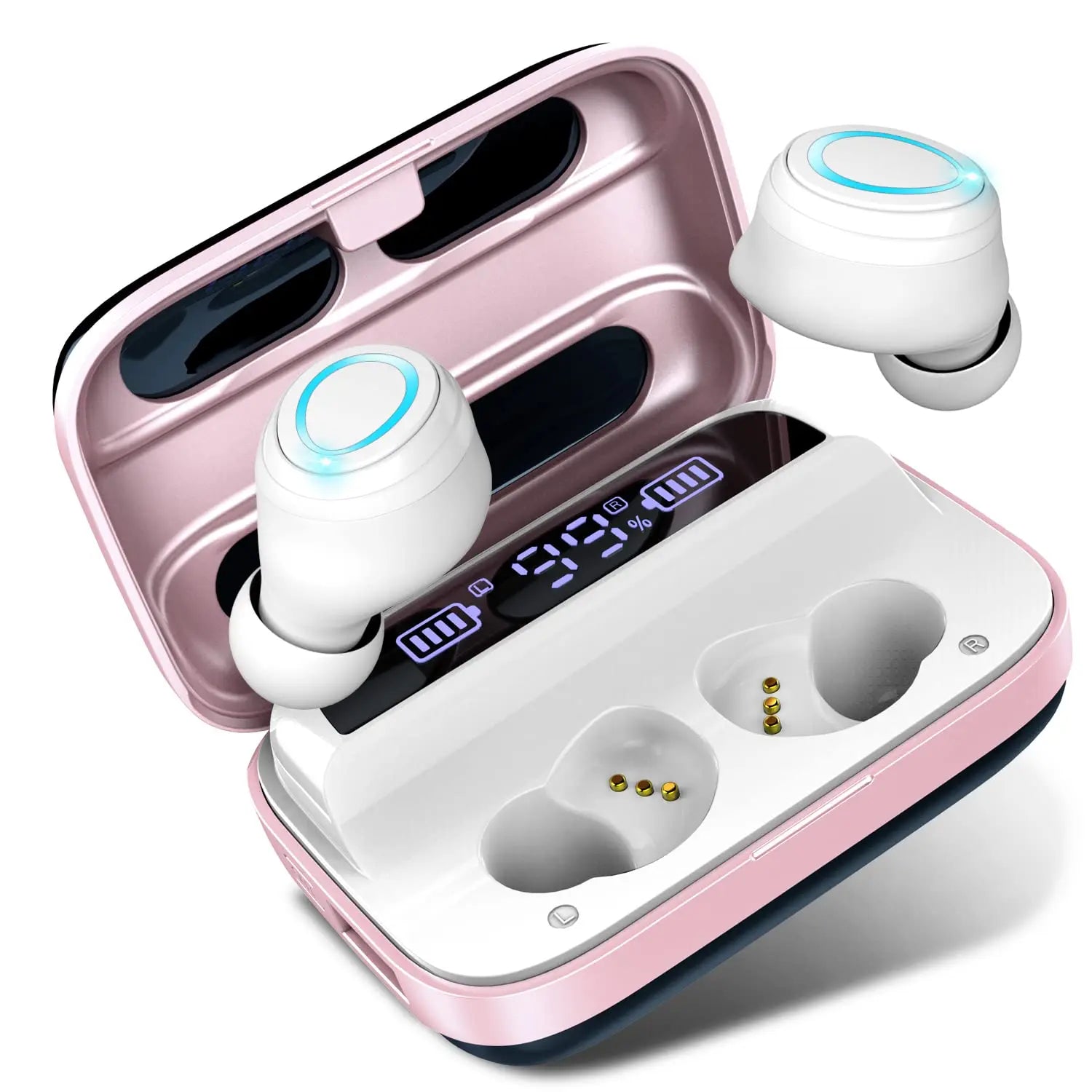 Bluetooth 5.3 Wireless Earbuds, IPX7 Waterproof Sports Earphones with Stereo Bass, In-Ear Noise Cancelling Mic, 140H Playtime.