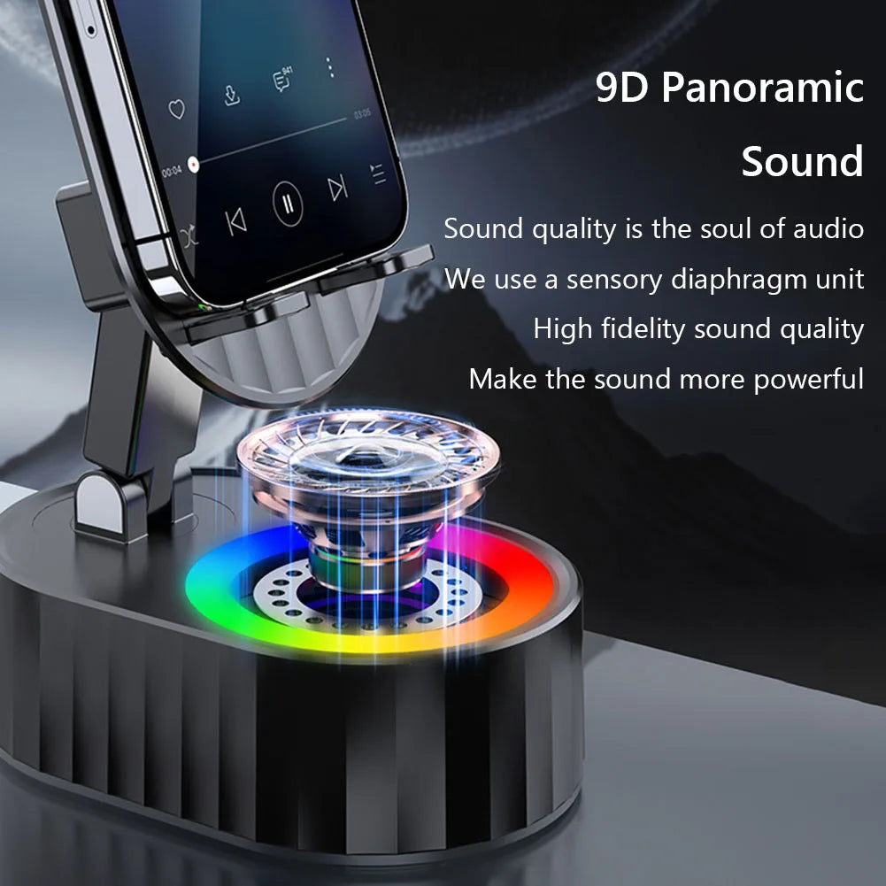 Cellphone Stand with Powerbank Phone Charger Speaker 360 Degree Rotating Induction Phone Bracket Multi-Function for Desk Bedroom