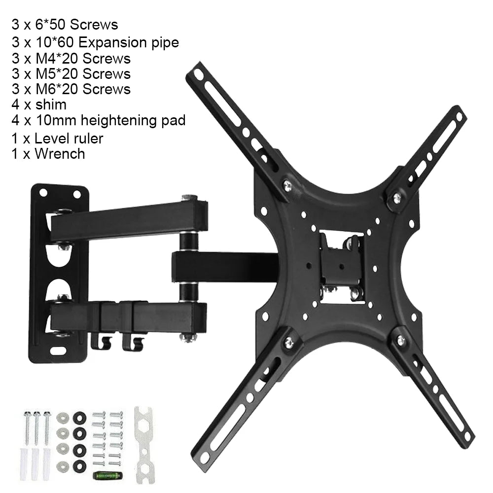 Universal TV Monitor Wall Mount Bracket Articulating Arms Swivel Tilt Extension Rotation for Most 17-55 Inch Flat Curved TVs